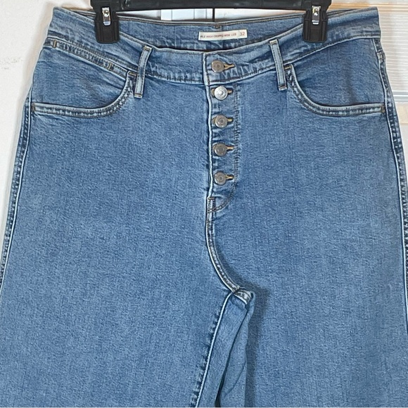 Levi's Mile High Cropped Button Fly Wide Leg Jeans Size 32 - Picture 3 of 14